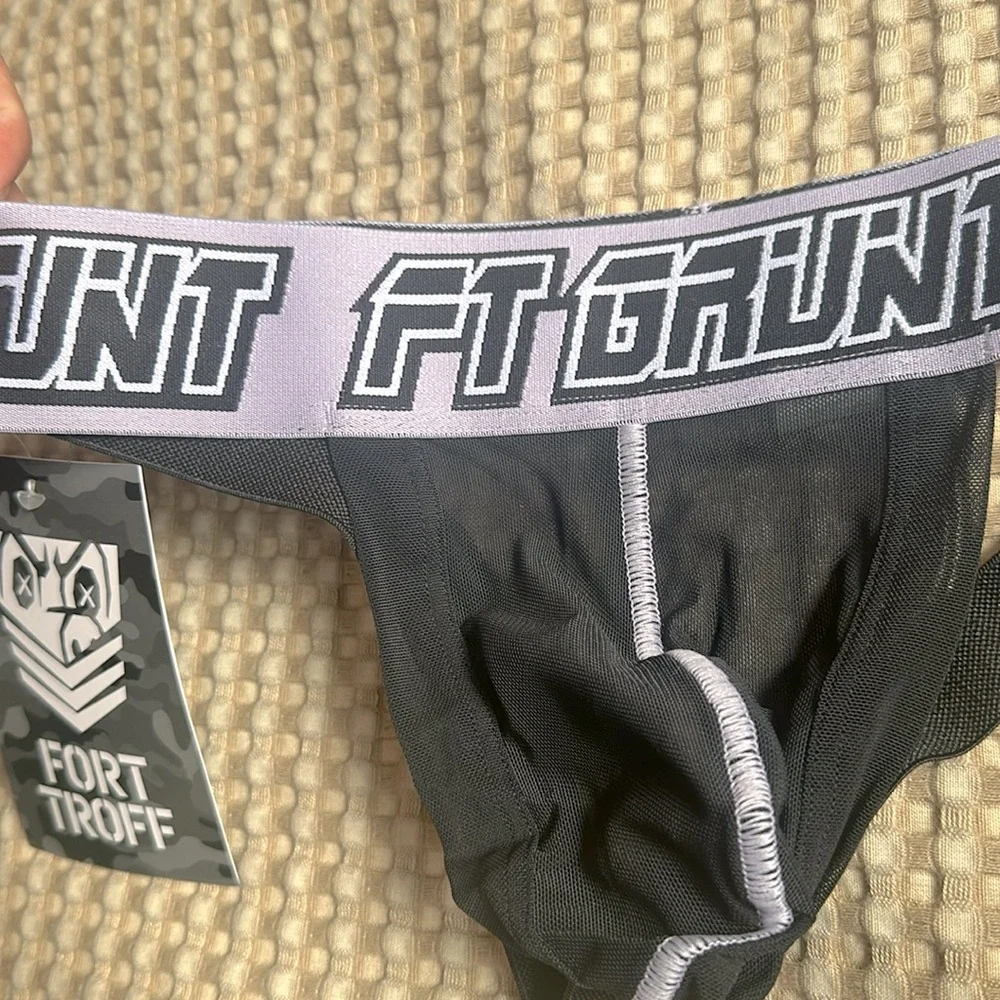 Fort Troff Men's Black and Lavender Sheer Mesh Shadow Jockstrap